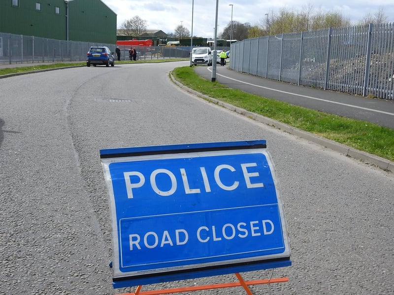 Pride Parkway in Sleaford has been closed by police after empty mortar shells were found at a waste site.