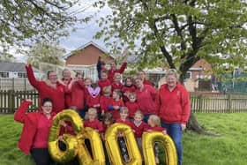 Children and staff at Market Rasen Pre School celebrate a 'good' rating from Ofsted. Image: Sally Jacklin