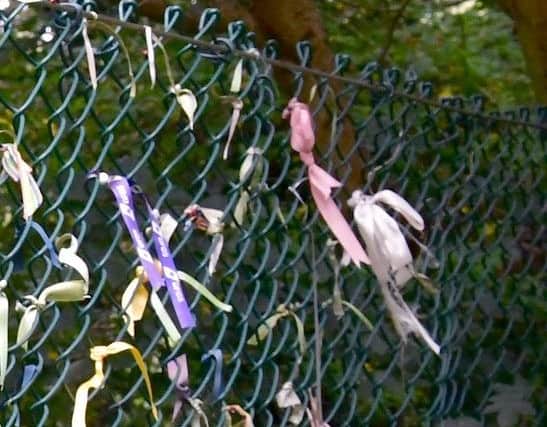 People can leave ribbons tied to the fence at Westgate Fields for Baby Loss Awareness Week.