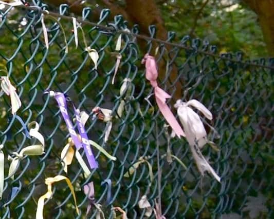 People can leave ribbons tied to the fence at Westgate Fields for Baby Loss Awareness Week.