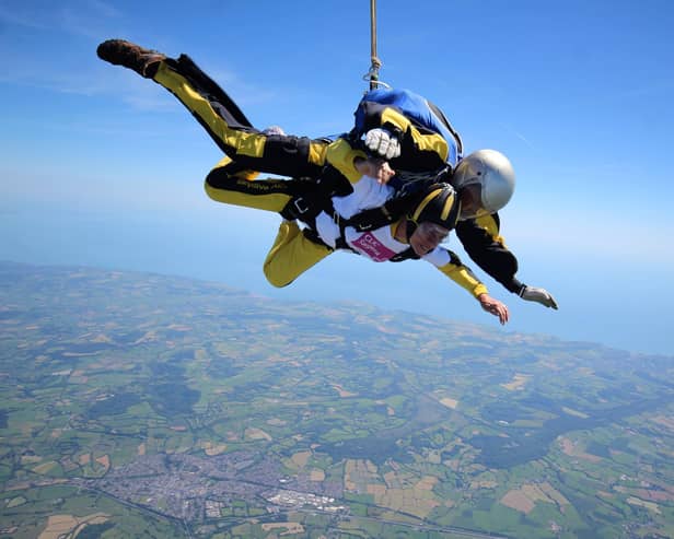 Eileen Barber during her second skydive for CLIC Sargeant.