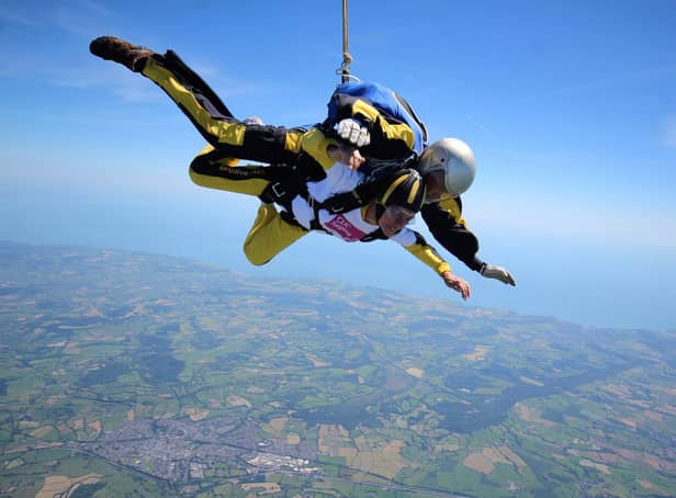 Eileen Barber during her second skydive for CLIC Sargeant.