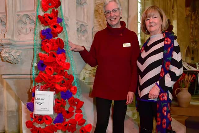 Rauceby WI members Nicky Hole and Anne Price with their poppy display.