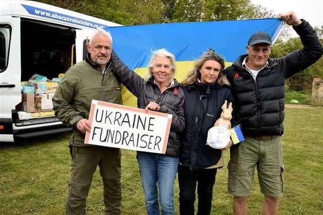 Setting off for Ukraine, from left: Richard Bentley, Helen Bayly-Stark, Judith Sharman and Tim Haller.