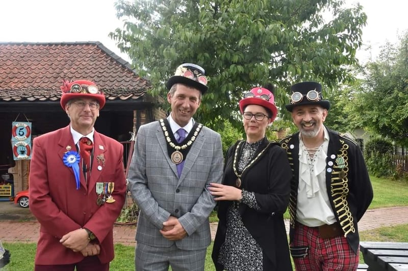 Mayor and Mayoress of Skegness, Couns Adrian Findley and Sarah Stoakes, got in on the act at the Hidden Village Steampunk Event.