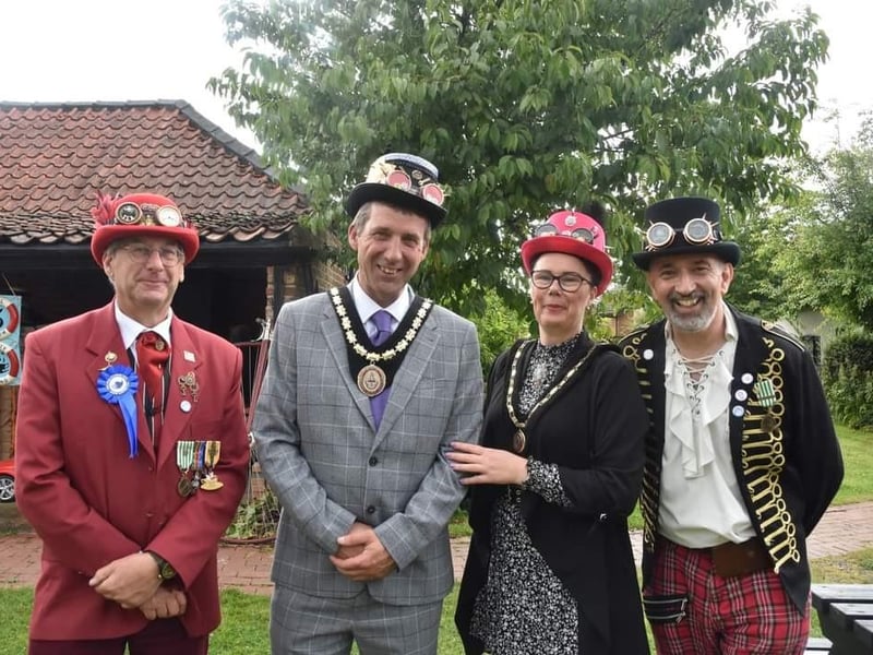 Mayor and Mayoress of Skegness, Couns Adrian Findley and Sarah Stoakes, got in on the act at the Hidden Village Steampunk Event.