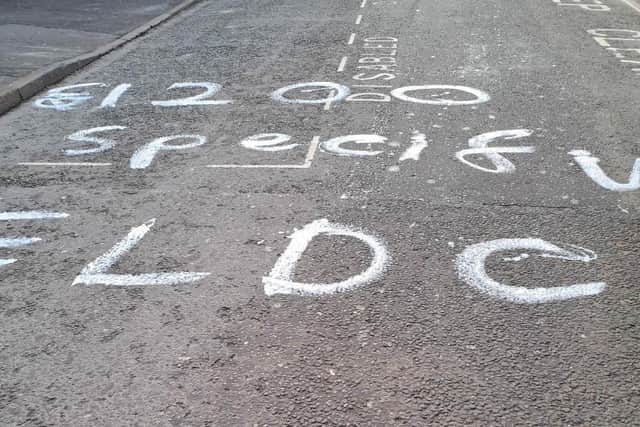 The graffiti on Aswell Street. Photo: Ian Burton