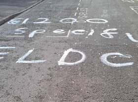 The graffiti on Aswell Street. Photo: Ian Burton
