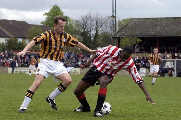 Midfielder Peter Costello was sent off at Hayes.