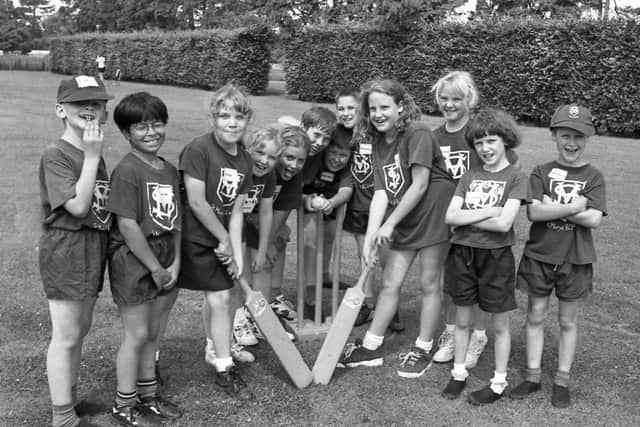 This photograph takes us back to 1997 and shows pupils from St Mary’s and St Bede’s schools taking part in a spot of kwik cricket.