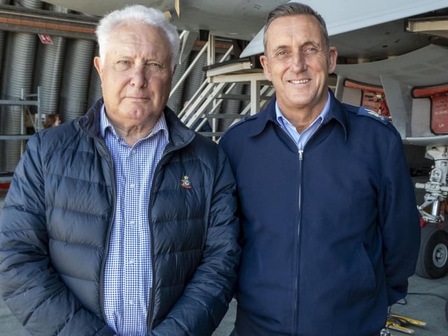 From left: No 3 (F) Squadron Association chairperson, Phil Ward, and Warrant Officer Glen Hadgraft. Photo: Ed Palmer