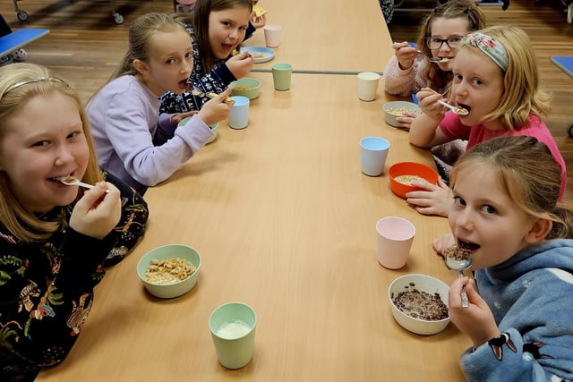 Quartz Class at Winchelsea School having their breakfast in pyjamas. Photo submitted
