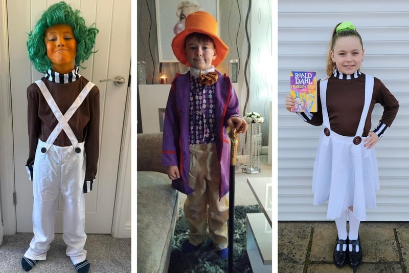 Taking inspiration from Roald Dahl's Charlie and the Chocolate Factory, (from left) Archie, seven, of Boston; Harlon, seven, of Friskney; and Millie Lowe, a pupil at Boston's Hawthorn Tree School, aged nine.