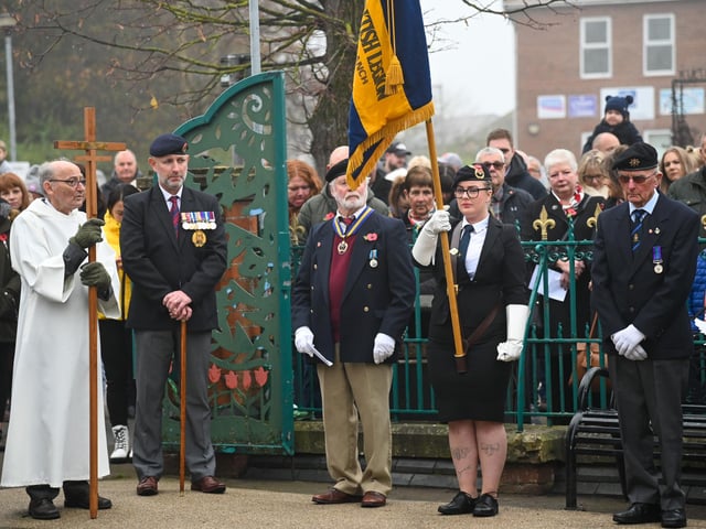 The service at Kirton War Memorial.