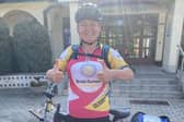 Maggie Cullen, of Boston, on day one of her charity cycle ride.