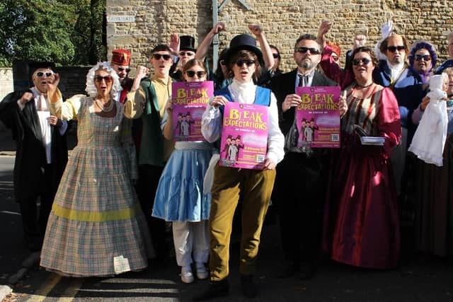 The full cast of Bleak Expectations, showing in Grantham.