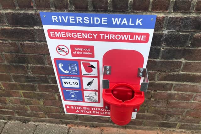 A set of brand-new rescue throwlines were vandalised