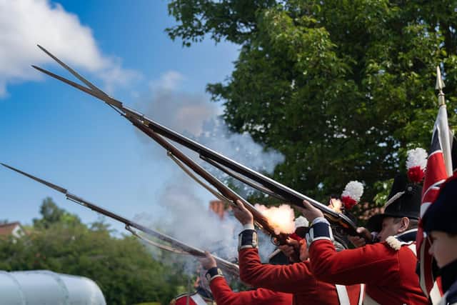 The rattle of musketry from re-enactors at the Folkingham Georgian Festival. Photo: Graydon Jones