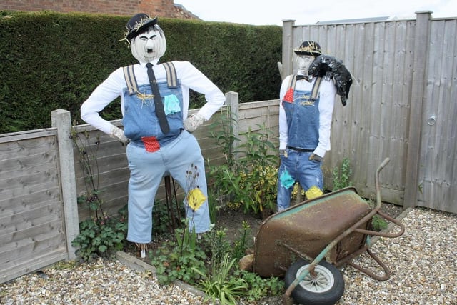 Annette Stephens and her husband created comedy legends Laurel and Hardy in scarecrow form.