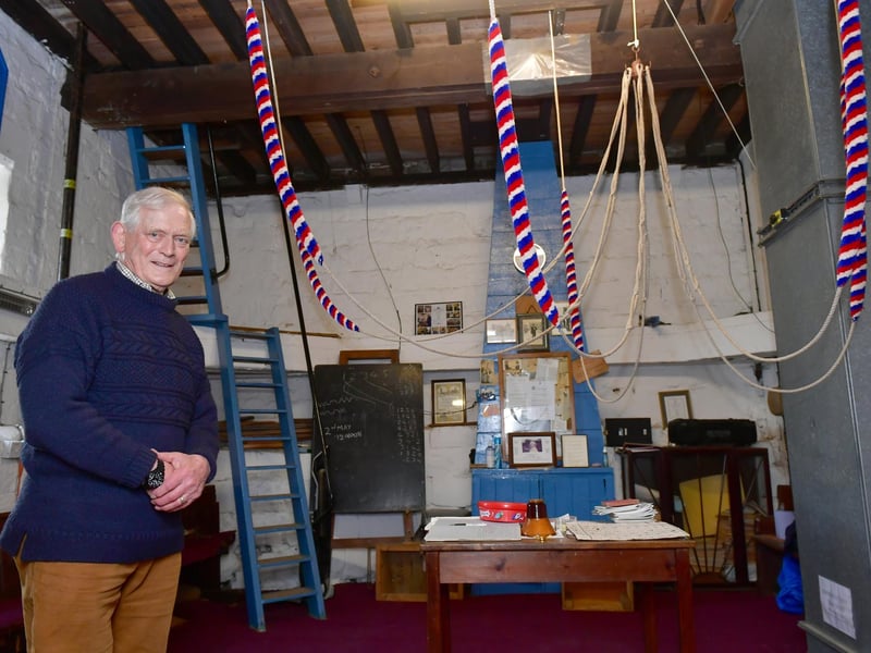 One of the church bellringers, Michael Hieatt in the Bellringing Chamber. Photo: David Dawson