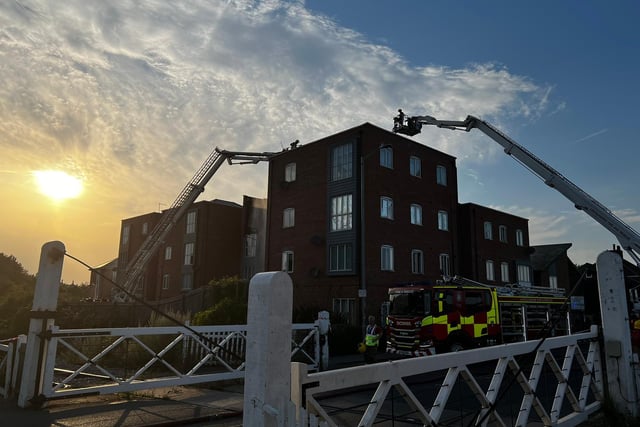 A photo from the scene of the four-storey property fire off London Road, Boston, shared by Matt King of Lincolnshire Fire and Rescue on Twitter.