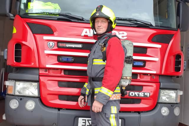 Matthew Hunt is planning to run the London Marathon in his full fire kit