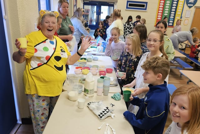 Quartz Class at Winchelsea School having their breakfast in pyjamas. Photo submitted