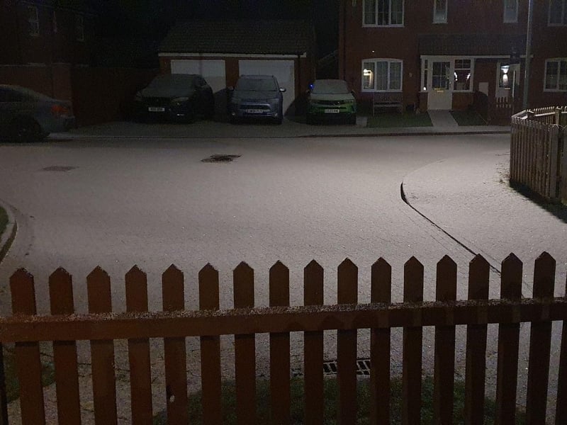 A night-time snowy scene in Kirk Gardens, Boston, shared with The Standard by Chris Murphy.