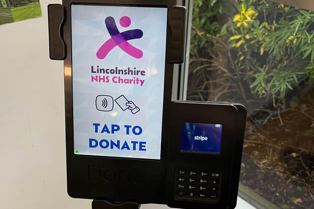 One of the new digital donation machines
