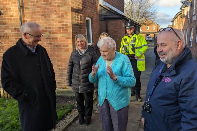 LHP Chair Anthony Read (left) greets customers on a recent tour of LHP homes in the region