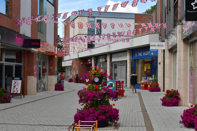 Union Flag bunting was put up at Pescod Square shopping centre, in Boston.