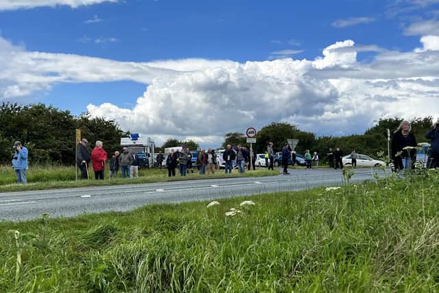 Crowds flocked to the roadsides around RAF Cranwell for the flyover.