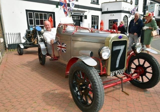 Kevin Taylor of Orby with his 1925 Clyno Car (built by Joh and Kev Taylor) and 1949 AJS 7R350 bike (built by John Taylor)
