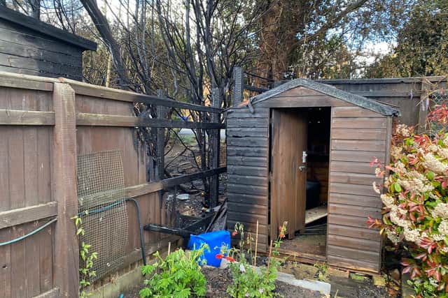 Fire damage caused in one of the gardens in Coningsby Close, Boston
