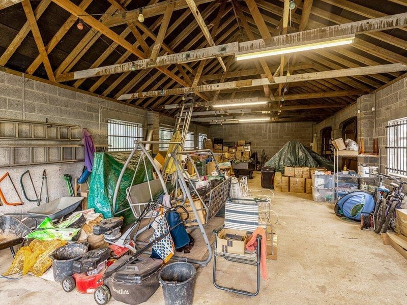 Inside the barn.