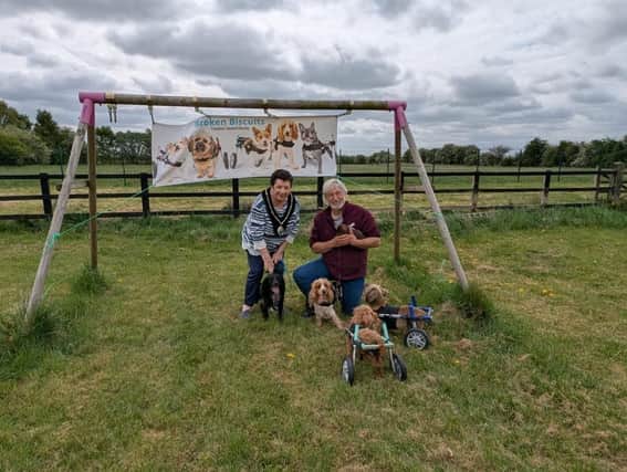 Mayor of Market Rasen Jo Pilley visits Broken Biscuits animal charity, pictured with founder Tim Giles.