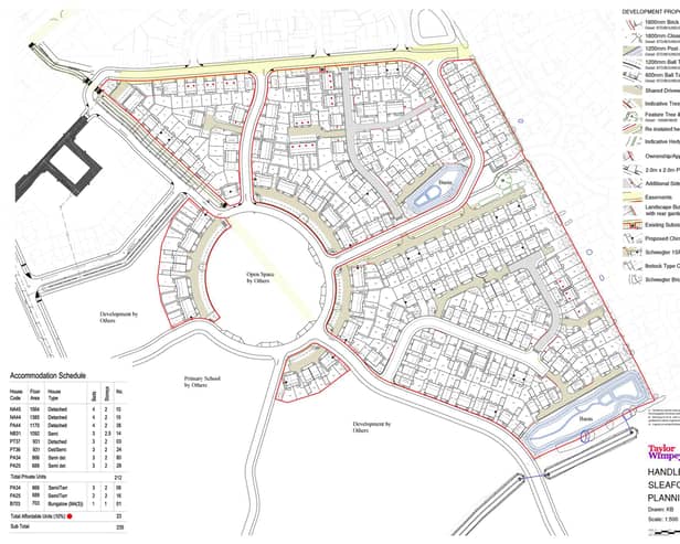 A design layout of the approved 235-home scheme by Taylor Wimpey for Handley Chase.