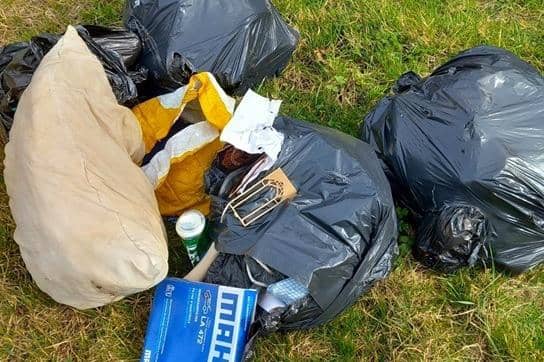 The fly tipped rubbish near Aslackby. Photo: SKDC