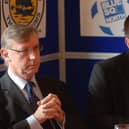 David Newton and Neil Kempster at their first Boston United press conference, back in 2007.