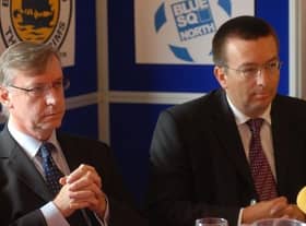 David Newton and Neil Kempster at their first Boston United press conference, back in 2007.