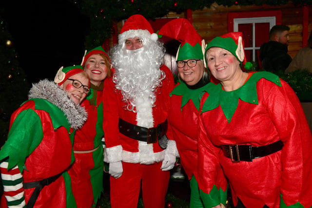 'Santa' and his elves at the Pescod Square lights switch-on.