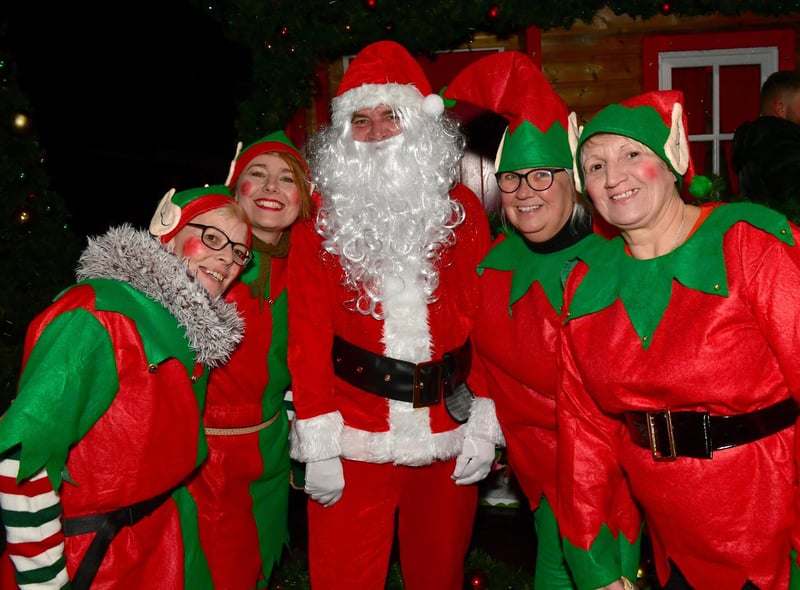 'Santa' and his elves at the Pescod Square lights switch-on.