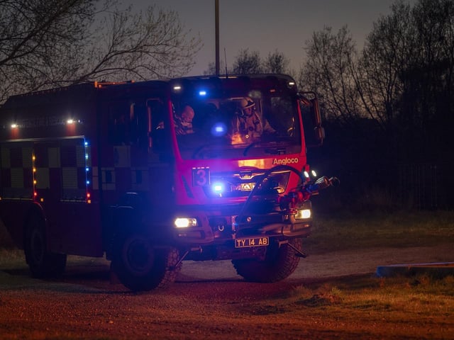 An RAF firefighting vehicle arrives at the training area. Photo: Sgt Nicholas Egan RAF