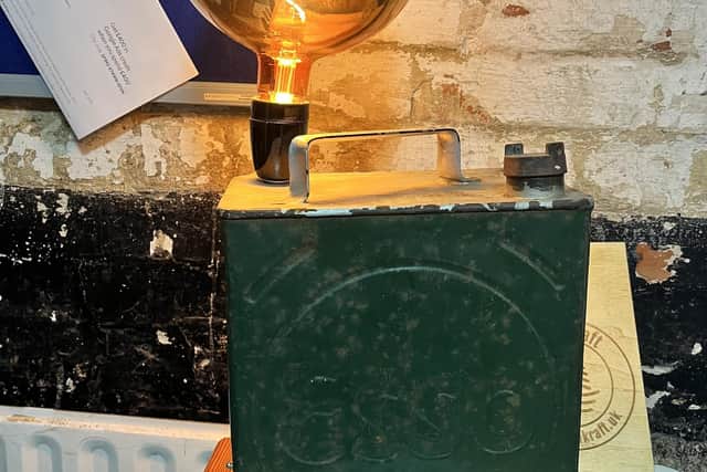 A light made from an old petrol can.