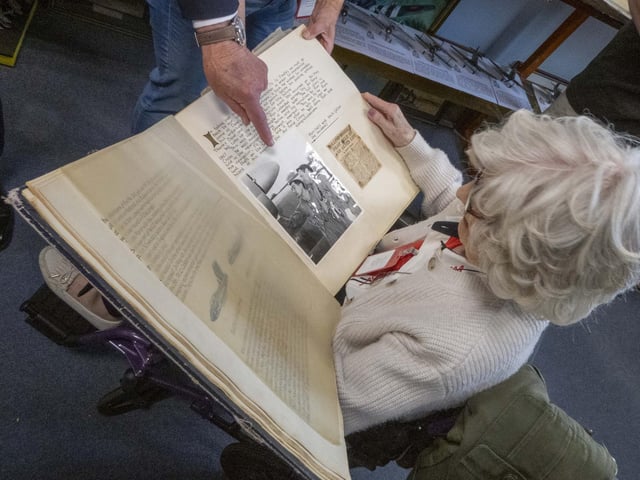 June Long in the No 3 (F) Squadron History Room. Photo: Ed Palmer