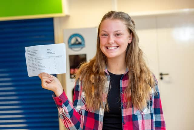 Ruby Fox with her GCSE results.