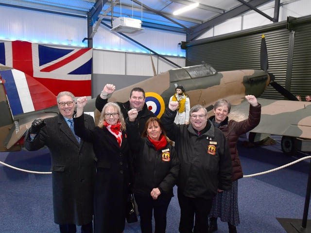 Celebrations at the official opening of the events building, with Stephen and Kathy Dawes, Paul and Linda Britchford, trustee Richard Tory, and Sue Fortune, of the UKSBF GRASSRoots Grant scheme.