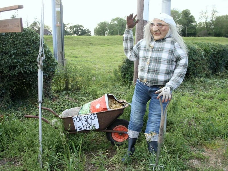 In search of a buyer for a low-mileage vehicle, another scarecrow at this year's Friskney Scarecrow Festival.
