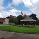 The Union Flag flying at half-mast in Tower Gardens, Skegness.