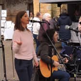 The Miracle Cure folk duo from Fulbeck performing at Leadenham.